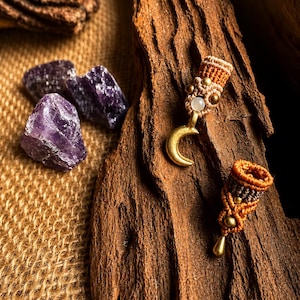 Bijoux de dreadlocks Moon Spirit en macramé | Taille personnalisable | Noués à la main | Perle pour dreadlocks | Style bohème | Mystique | Hippie | Sorcière