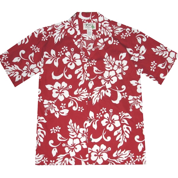 Red Hawaiian Shirt with White Hibiscus main image 0