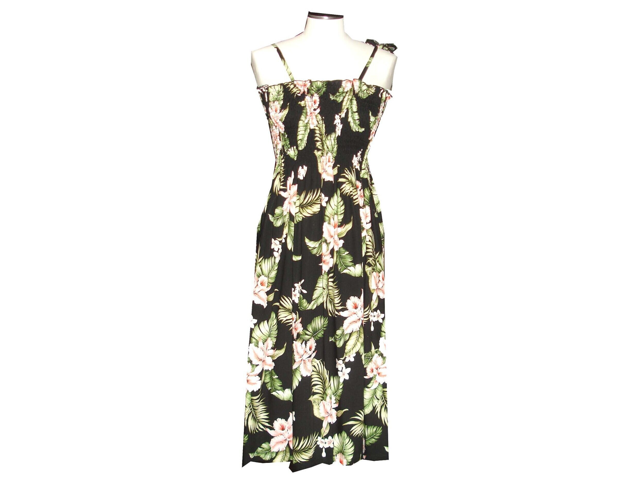 Coral Hibiscus Long Hawaiian Dress – Made in Hawaii main image 1