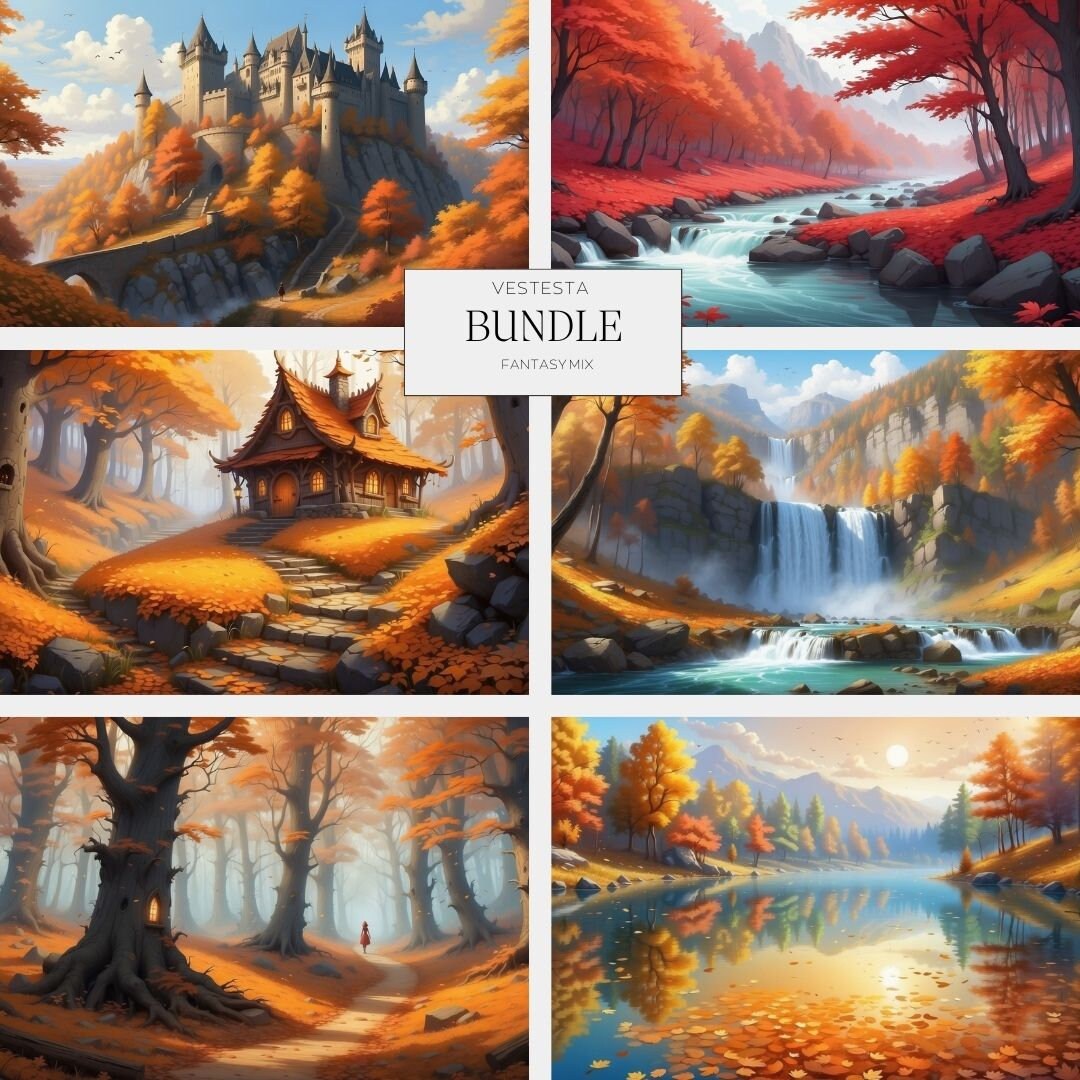 Fantasy Art Collection Part 2 6 Diverse Pieces Enchanting Forests, Surreal Scenes for Art