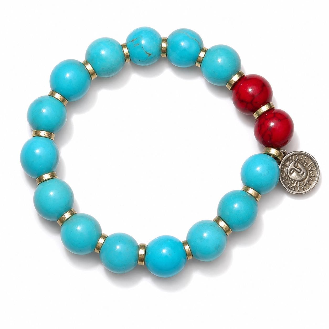 Turquoise Coral Coin Bracelet