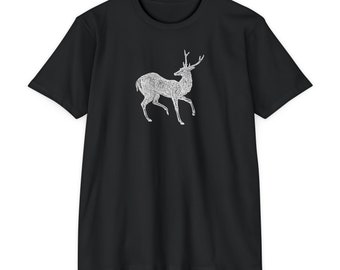 Deer2 Animal Shirt Retro Graphic Art Vintage Design Illustration Nature Outdoors Wildlife Tee Cool Gift Kid Men Ladies Him Her Dad Mom White