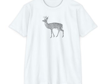 Deer3 Animal Shirt Vintage Art Design Illustration Retro Wildlife Outdoors Nature Graphic Tee Ladies Men Her Him Mom Dad Kid Cool Gift Black