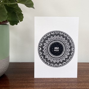 Waterman wenskaart, mandala kunst, gelukkige verjaardag, sterrenbeeld kaart voor de verjaardag van januari februari