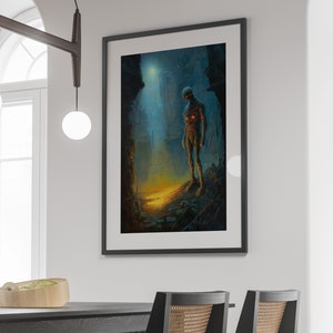 Cyberpunk humanoid created in style of Zdzislaw Beksinski (ready to print poster)