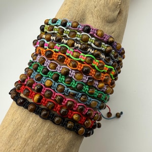 Schoolchild Tiger Eye Macrame Bracelet for Concentration, Self-Confidence