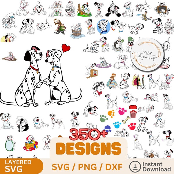 101 Dalmatians Bundle SVG, baby dog Dalmatians Cricut cut file, DXF, PNG, clipart, Printable Files