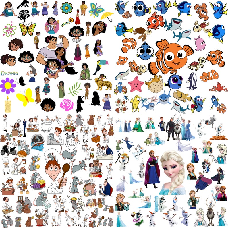 Plus de 90 000 méga fichiers Svg Bundle Cricut en couches, Mickey Mouse, Minnie, la Reine des neiges, Moana, Ariel, Elsa, Stitch, Toy Story, ourson PNG SVG image 2