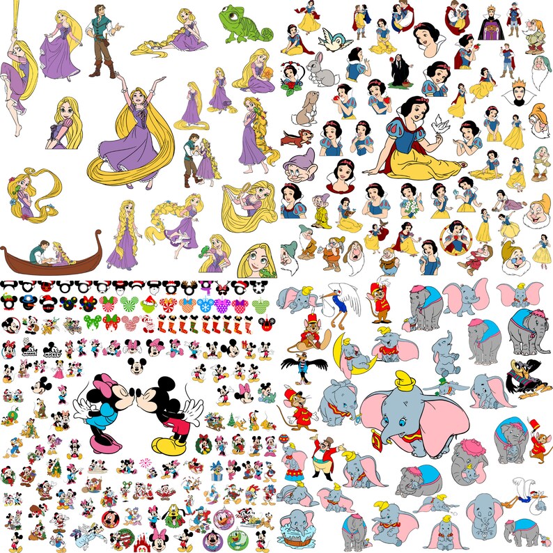 90000 Mega Svg Bundle Cricut Archivo EN CAPAS, Mickey Mouse, Minnie, Frozen, Moana, Ariel, Elsa, Stitch, Toy Story, Pooh PNG SVG imagen 3