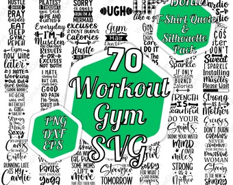 Gym Workout SVG Bundle 70 Desings entrenamiento svg para mujeres entrenan camisas de entrenamiento svg entrenamiento png, crossfit svg entrenamiento svg paquete ejercicio