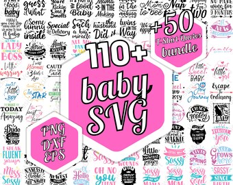 Paquete SVG para bebés de más de 110, SVG para baby shower, paquete SVG para recién nacidos, paquete de cotizaciones para bebés, lindo bebé diciendo svg, bebé divertido svg, bebé niña svg, onesies