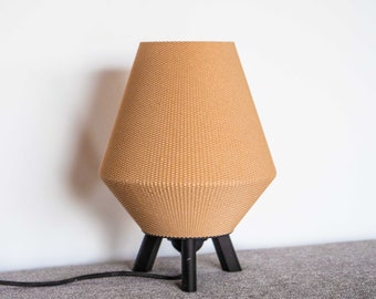 Living Room Lamp Ruby woven wood desig  eco-friendly made from 3D printed bioplastic and wood crafted in France perfect Christmas gift idea