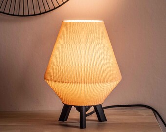 ruby lamp woven wood inspired eco friendly design in bioplastic and wood 3D printed and made in france ideal gift idea for birthday easter