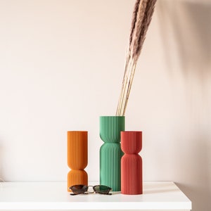 Vase Diabolo Ribbed Eco Friendly – Modern Design for Dried Flowers - Vase for LEGO Flowers