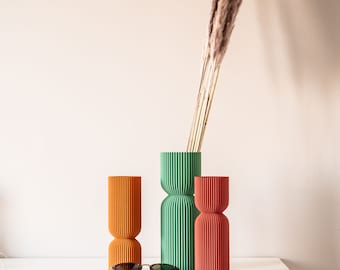 vase pour fleur séchées Diabolo inspiration minimaliste design imprimé en bois et bio plastique idéal pour fleurs stabilisées cadeau pâques