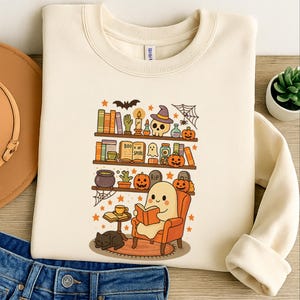 Retro Ghost Reading Books SVG, Librarian Ghost Halloween PNG, Halloween Teacher svg, Halloween Shirt, Teacher Gift, Boo School, witch png