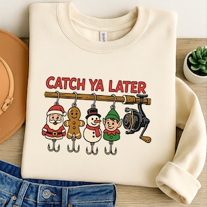 Christmas Catch Ya Later Fishing PNG – Patriotic Lure Clipart for Sublimation, Funny Design, Outdoor Fisherman PNG for Dad Shirt