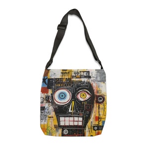 Basquiat painting art style - abstract expressionism - al generated image - Adjustable Tote Bag (AOP)