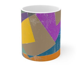 Tazza in ceramica con atmosfera retrò, impressione di Picasso, astrazione geometrica, colori muti, 11 once