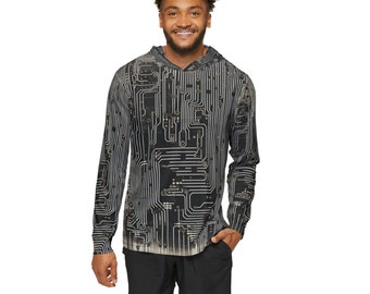 Neural Symphony Circuit Board - All-over print Hoodie - Men's Sports Warmup Hoodie (AOP) worn out wear out - men's fashion - vintage hoodie