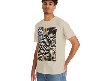 Bongo - Unisex Heavy Cotton Tee - Minimalist Abstract Art - African Pattern - Stylish Fashionable Tee - Graphic T-shirt - Psychedelic Art