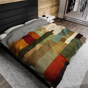 Patchwork Collage Art, Minimalist Design, Geometric Abstract Pattern, Velveteen Plush Blanket, Home decoration, Minimalism, home decor