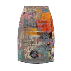 digital noise, mixed media, glitch art, Women's Pencil Skirt AOP zdjęcie 2