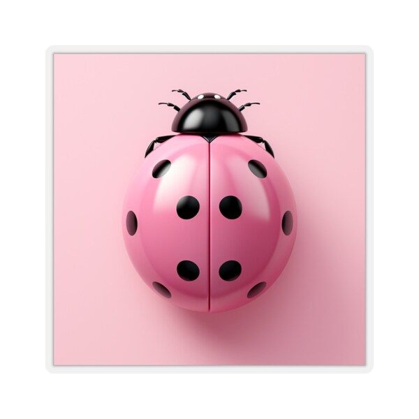 Pink Ladybug pop art pink aesthetic modern nature pop minimalist Art Kiss-Cut Stickers