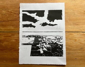 Ocean Pool | Original Lino Cut Print