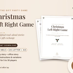 Left Right Christmas Game Printable, Pass the Gift Exchange Story for Family & Office Holiday Party