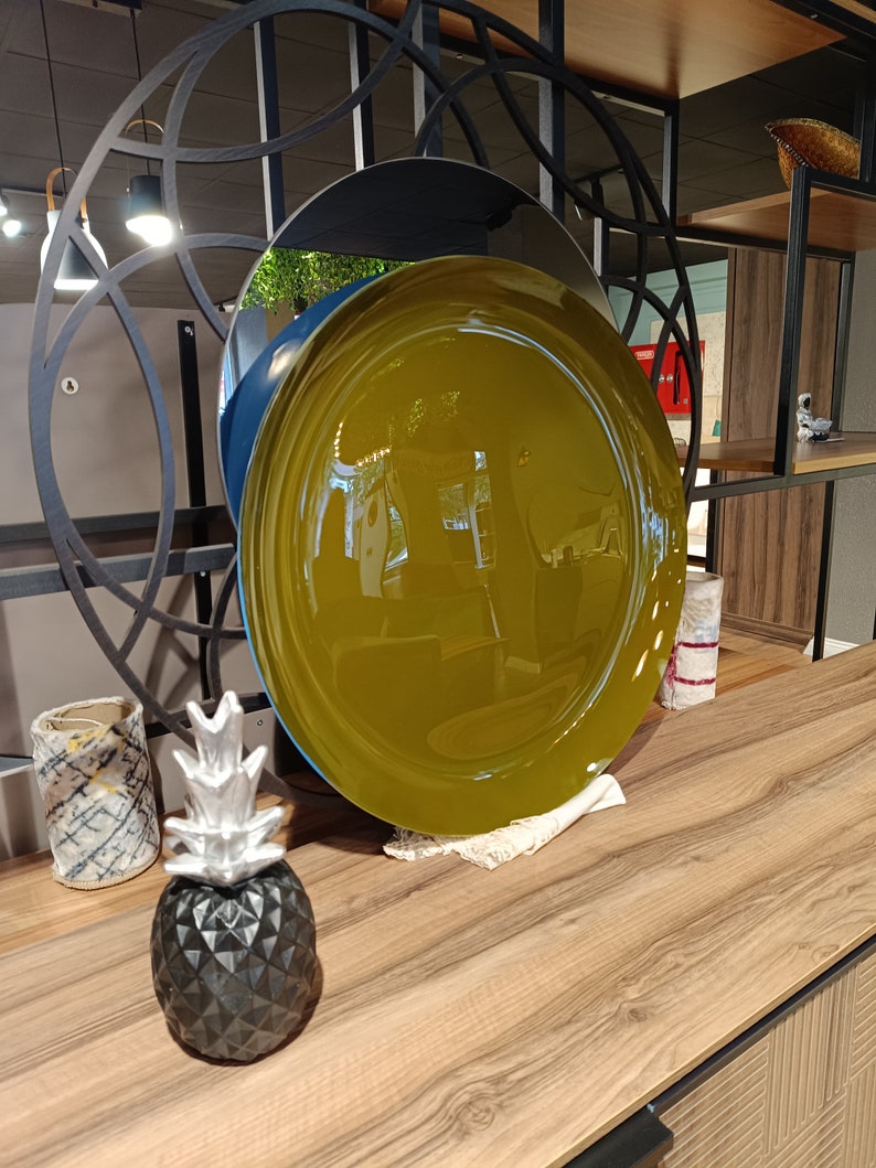 Contemporary Concave Glass, Inspired by Space Age Decor, Gold Glass