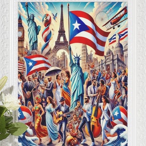 Puerto Rican Diaspora Pride Digital Print, Puerto Rico Wall Art , Latino Art, Cultural Home Decor Digital Download