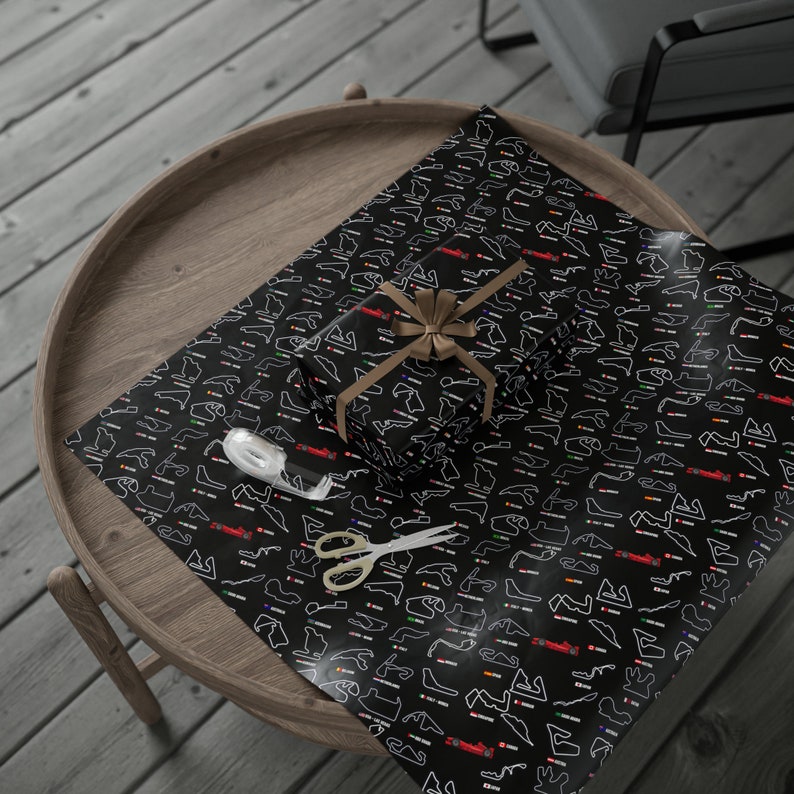 Formula 1 Track Black Gift Wrapping Paper Formula One Etsy