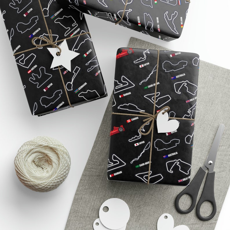 Formula 1 Track Black Gift Wrapping Paper Formula One Etsy