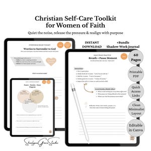 Christian Journal for Peace & Purpose, Faith-Based Self-Care Toolkit, Printable PDF