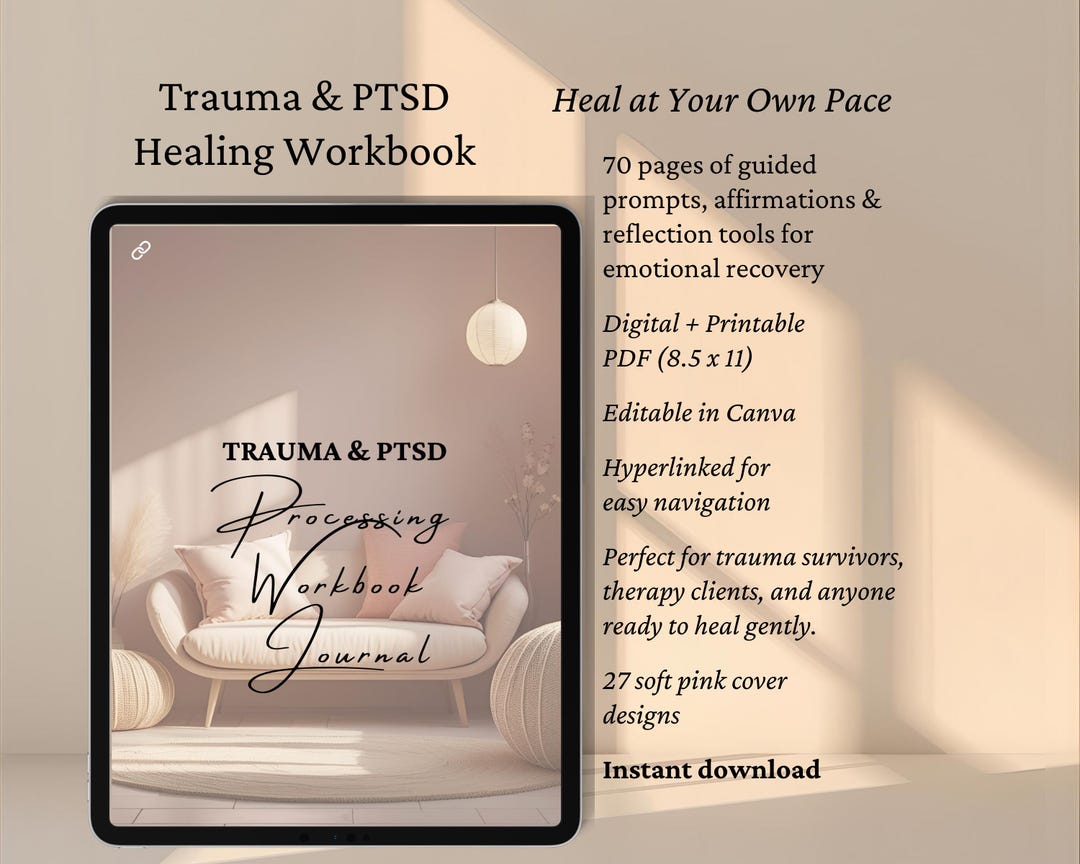 Trauma Healing Workbook: PTSD Recovery Therapy Journal, Emotional ...