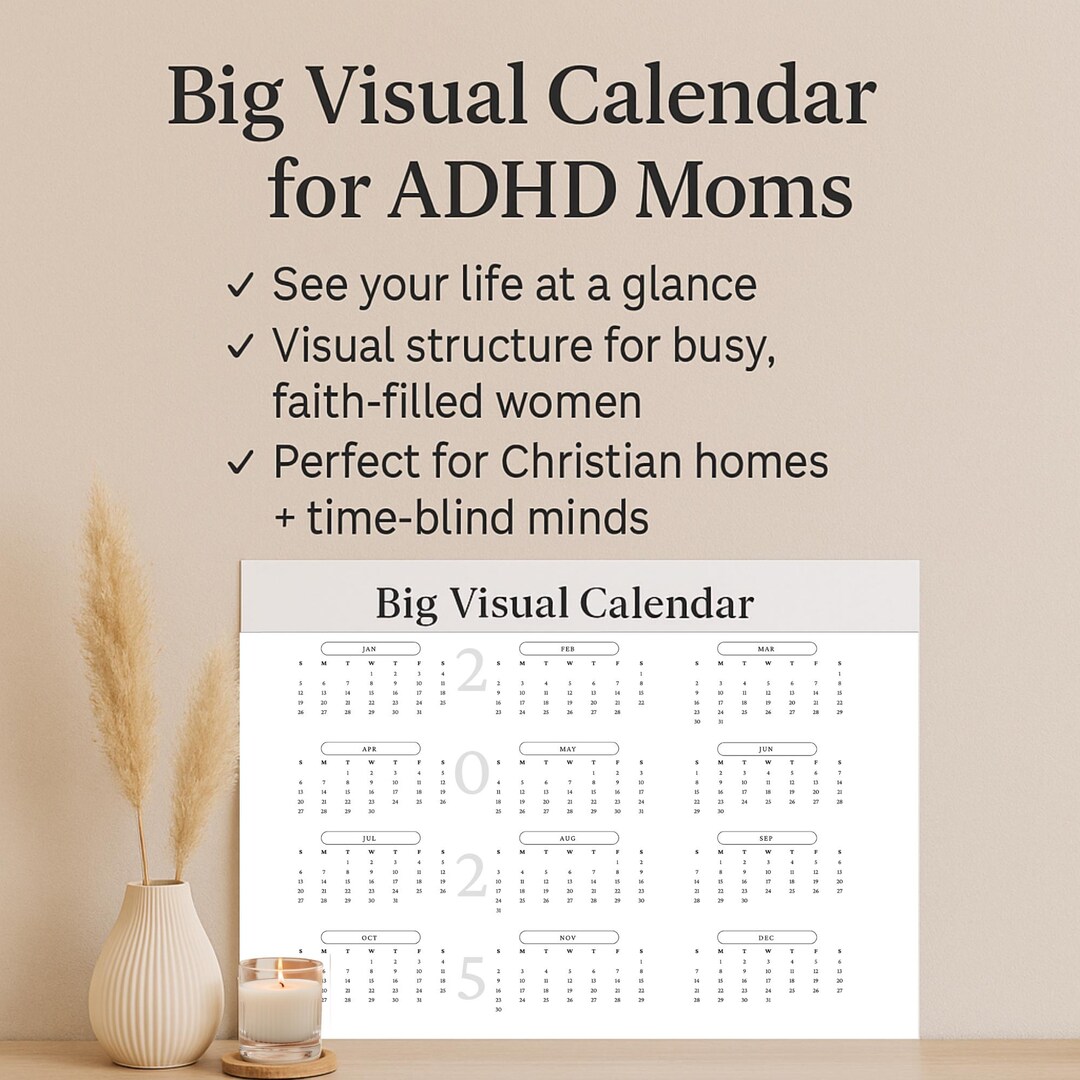 Big Visual Calendar 20252026 Christian ADHD Wall Planner A3