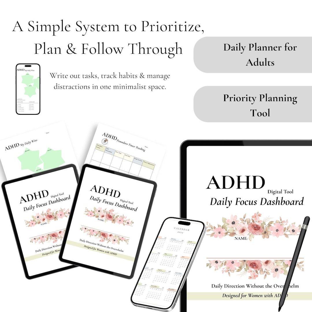 ADHD Daily Focus Dashboard | Printable Digital Planner (PDF) - Etsy