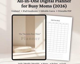Digital Planner All-in-One | Undated iPad GoodNotes | Printable PDF Daily Weekly Monthly