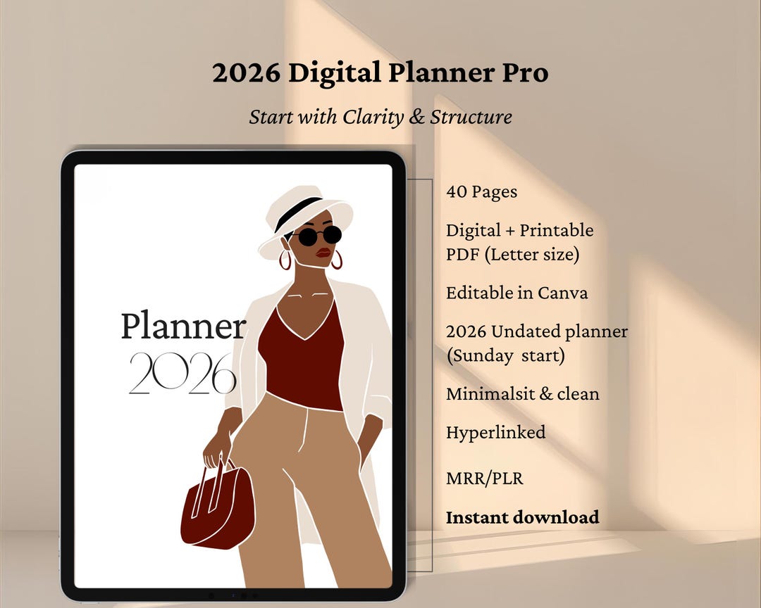 2026 Digital Planner Pro: Hyperlinked Undated Monthly Organizer, Budget ...