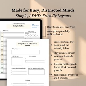 Faith Life Planner Printable for Christian Women – ADHD Daily Organizer PDF – Devotional Budget Kit