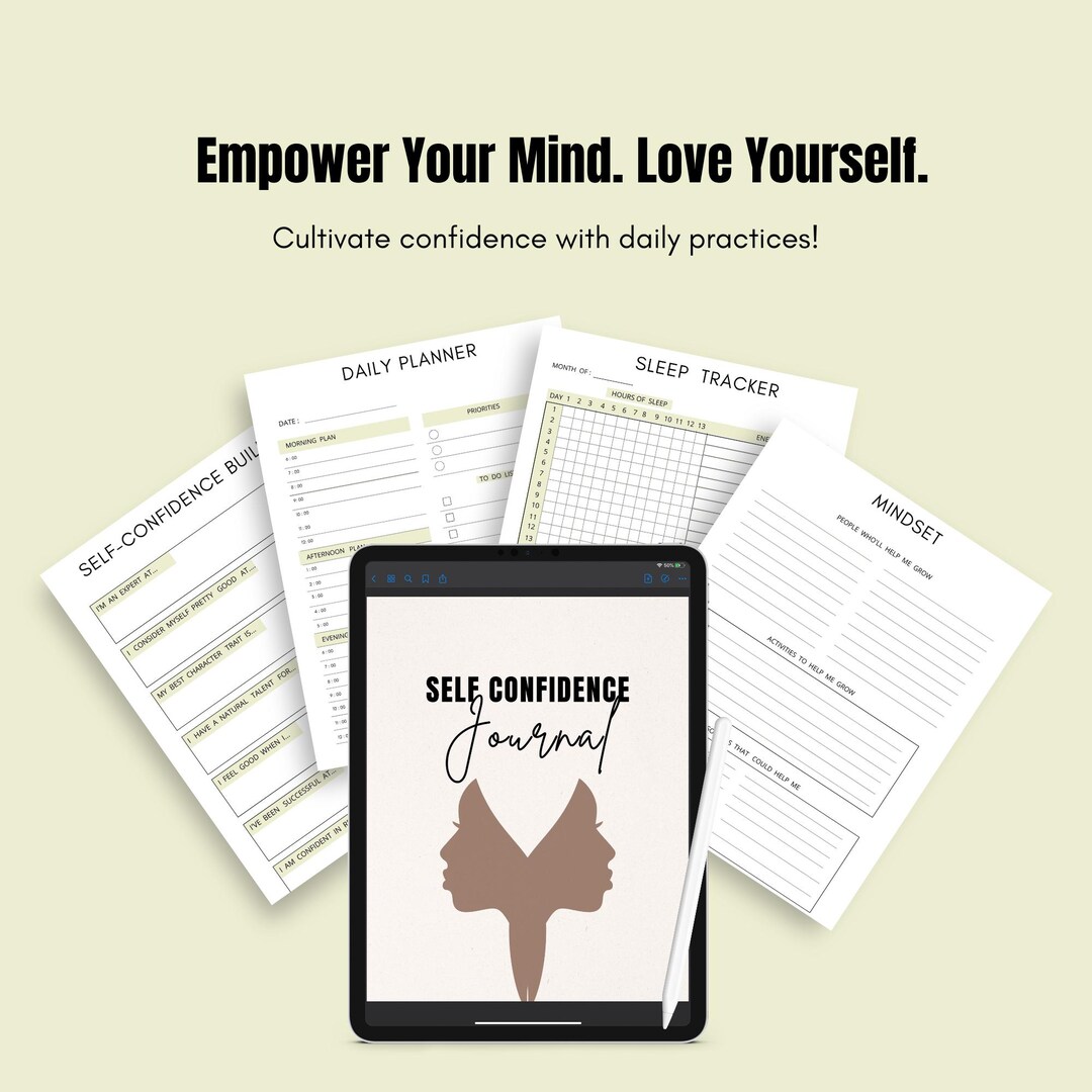 Self Confidence Journal, Printable Self-care Planner, Editable Canva ...