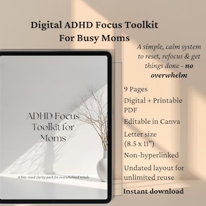 Digital ADHD Focus Toolkit: afdrukbare Clarity Planner voor neurodivergente volwassenen, kalender 2026, productiviteitsplanner