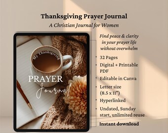 Holiday Prayer Journal | Daily Weekly Prayer, Scripture Reading, US Letter PDF
