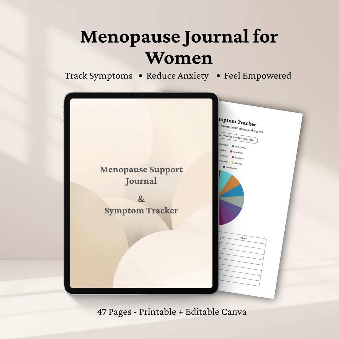 Menopause Support Journal for Women | Printable Symptom Anxiety Tracker ...