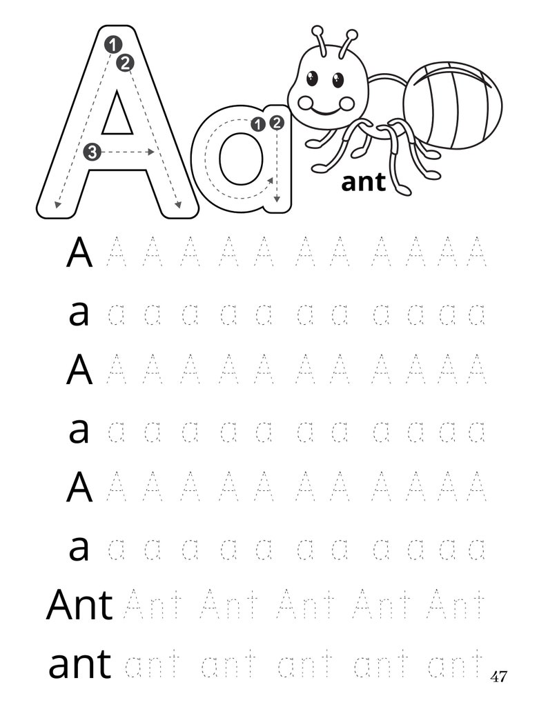 ABC Book, Alphabet Coloring Pages: Animals Preschool Kindergarten ...