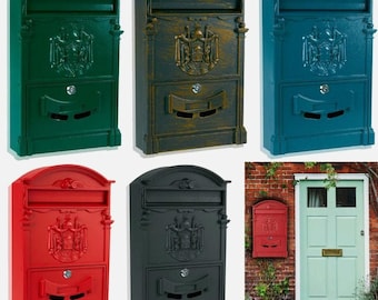 Large Lockable Vintage Post Box | Wall Mounted Mailbox