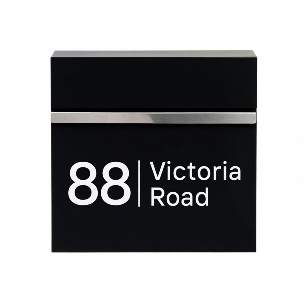 Personalised Address Post Box | Modern Minimal Letter Box | Outdoor ...