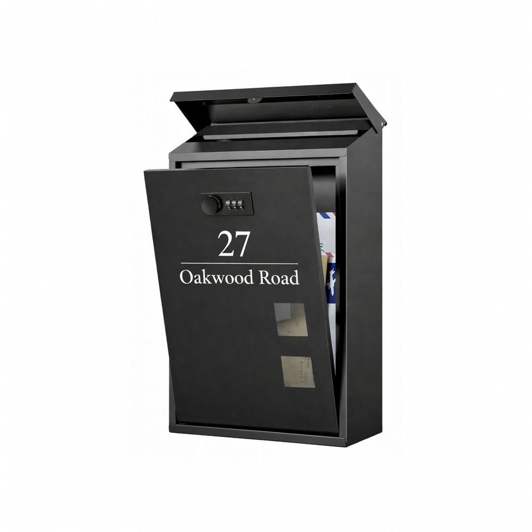 Wall Mounted Post Box | Personalised Address Mailbox | Modern Outdoor ...