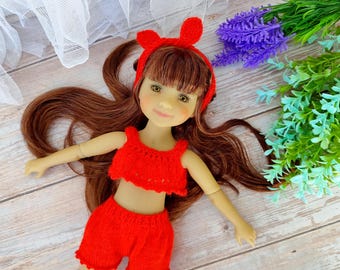 Outfit for Ruby Red Fashion Friends and Wellie Wishers, Includes Shorts, Top and Headband for 14 Inch Dolls